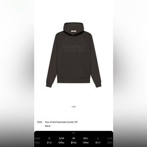 Essentials Fear Of God Off Black Medium Hoodie
